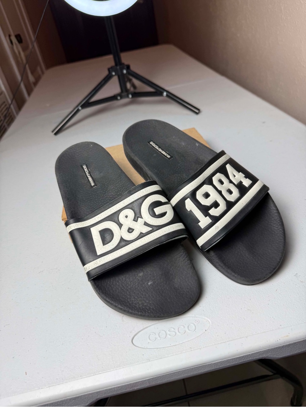 Dolce&Gabbana Men D&G 1984 Sandals Black White Luxury Stylish Sz 42 / US 9 beat